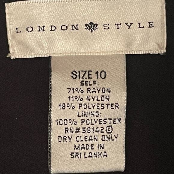 London Style Metallic Black Tulip Fitted Party Event Dress NWT Size 10 - Picture 9 of 14